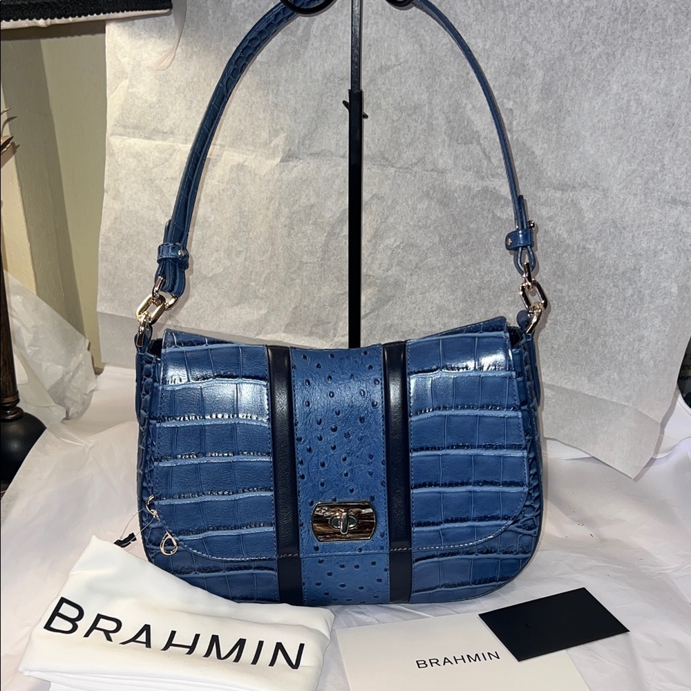 Brahmin Kristin Retro Blue Skye purse shoulder bag